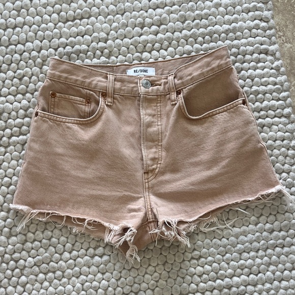 Re/Done Pants - Re/Done Women's Tan Frayed Jean Shorts
